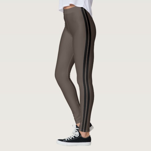 Antieke cacaobruine streep leggings (Links)