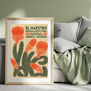 Antieke Cactus Illustratie   Mexicaanse Poster Kun