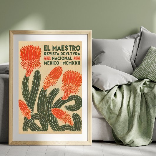 Antieke Cactus Illustratie | Mexicaanse Poster Kun