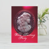 ANTIEKE CAMEE, DAME EN DRUIVEN WIJNPROEVERIJ PARTY KAART (Staand voorkant)