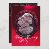 ANTIEKE CAMEE, DAME EN DRUIVEN WIJNPROEVERIJ PARTY KAART (Voorkant / Achterkant)