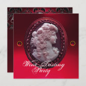 ANTIEKE CAMEE, DAME EN DRUIVEN WIJNPROEVERIJ PARTY KAART (Voorkant / Achterkant)