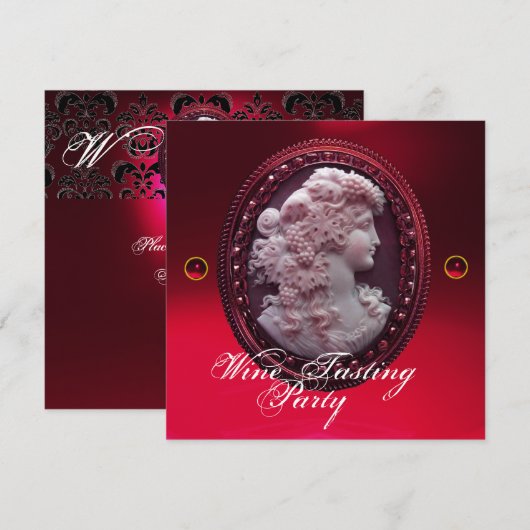 ANTIEKE CAMEE, DAME EN DRUIVEN WIJNPROEVERIJFEEST KAART (Voorkant / Achterkant)