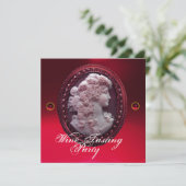 ANTIEKE CAMEE, DAME EN DRUIVEN WIJNPROEVERIJFEESTJ KAART (Staand voorkant)