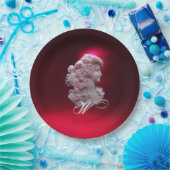 ANTIEKE CAMEE, DAME MET DRUIVEN MONOGRAM PAPIEREN BORDJE (Feest)