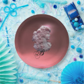 ANTIEKE CAMEO, DAME MET DRIVEN MONOGRAM  PAPIEREN BORDJE (Feest)