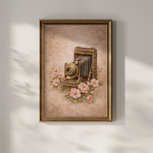 Antieke Camera met Rozen Poster