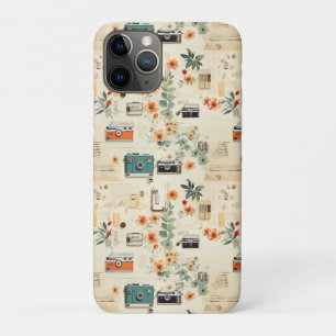 Antieke Camera Radio Bloemmotief Teal Oranje Colla Case-Mate iPhone Case