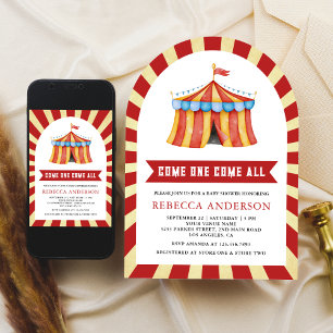 Antieke Carnaval Circus Baby Shower Kaart