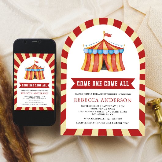 Antieke Carnaval Circus Baby Shower Kaart