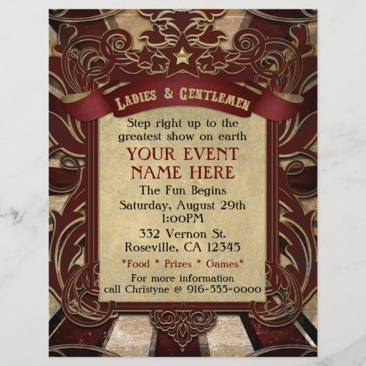 Antieke Carnaval Circus Elegante Evenement Flyer (Voorkant)