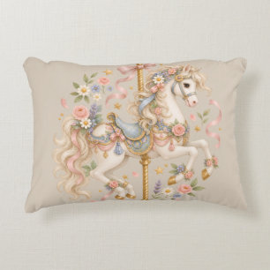 Antieke Carrousel Paard Cottagecore Cadeau Accent Kussen