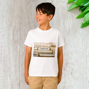 Antieke catalogusmaplabels voor tabbladorganisatie t-shirt