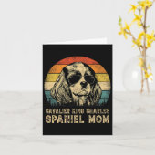 Antieke Cavalier King Charles Spaniel Moeder Hond Kaart (Gele Bloem)