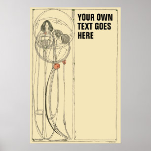 Antieke Charles Rennie Mackintosh sjabloon Poster