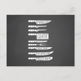 Antieke chef- en slagersmessen Diagram Recept Briefkaart