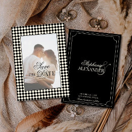 Antieke Cheques Zwarte Ivoor Oud Geld Foto Bruilof Save The Date