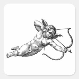 Antieke Cherub Cupido Liefde Vierkante Sticker