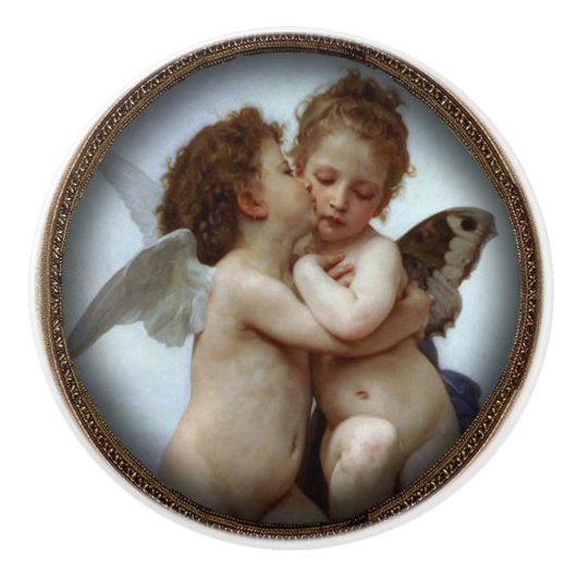 Antieke cherub deurknoppen keramische knop (Voorkant)