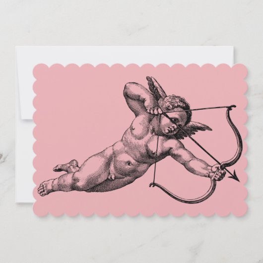 Antieke Cherubijn Cupido Liefde Kaart (Voorkant)