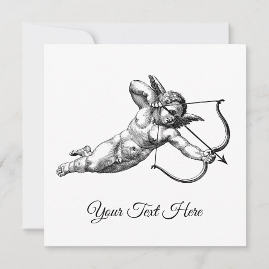 Antieke Cherubijn Cupido Liefde Sticker Label Save The Date (Voorkant)