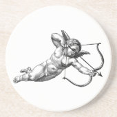 Antieke Cherubijn Engel Cupido Liefde Zandsteen Onderzetter (Voorkant)