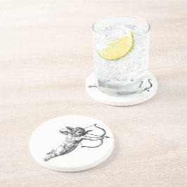 Antieke Cherubijn Engel Cupido Liefde Zandsteen Onderzetter