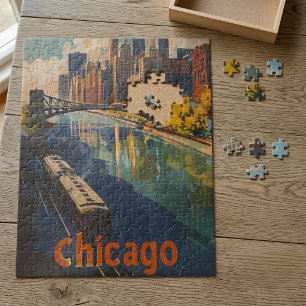 Antieke Chicago-reisposter Legpuzzel
