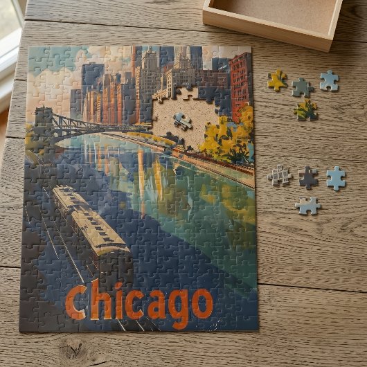 Antieke Chicago-reisposter Legpuzzel