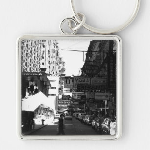 Antieke China Hong Kong straat Stad auto's Sleutelhanger