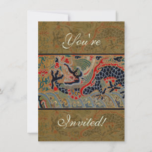 Antieke Chinese Draak Zijde Borduurpatroon Kaart