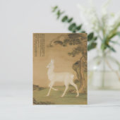 Antieke Chinese keizerlijke kunst witte herten sch Briefkaart (Staand voorkant)