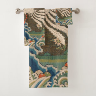 Antieke Chinese witte vogel zijde borduurwerk afdr Bad Handdoek