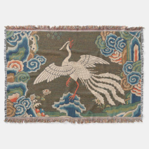 Antieke Chinese witte vogel zijde borduurwerk afdr Deken