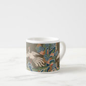 Antieke Chinese witte vogel zijde borduurwerk afdr Espresso Kop (Voorkant rechts)