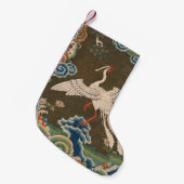 Antieke Chinese witte vogel zijde borduurwerk afdr Kleine Kerstsok (Voorkant (Hangend))