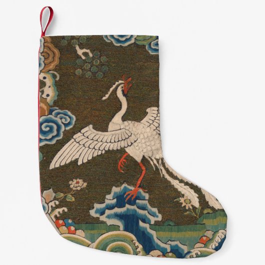 Antieke Chinese witte vogel zijde borduurwerk afdr Kleine Kerstsok (Voorkant)