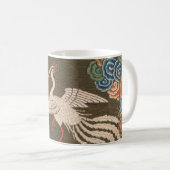 Antieke Chinese witte vogel zijde borduurwerk afdr Koffiemok (Voorkant rechts)