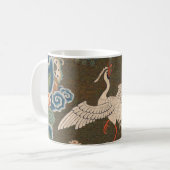 Antieke Chinese witte vogel zijde borduurwerk afdr Koffiemok (Voorkant links)