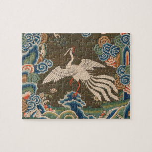 Antieke Chinese witte vogel zijde borduurwerk afdr Legpuzzel