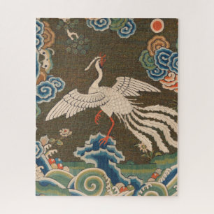 Antieke Chinese witte vogel zijde borduurwerk afdr Legpuzzel