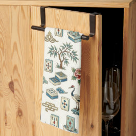 Antieke Chinoiserie Mahjong-tegel Theedoek