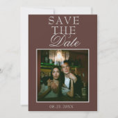 Antieke Chocolade Bruine Kant Foto Fancy Trouw Save The Date (Voorkant)