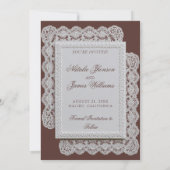 Antieke Chocolade Bruine Kant Foto Fancy Trouw Save The Date (Achterkant)