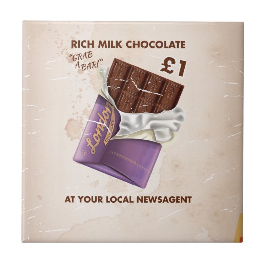Antieke chocoladereclame uit de naoorlogse periode tegeltje (Voorkant)
