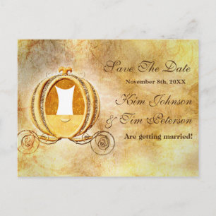 Antieke Cinderella Save The Date Huwelijk Postkaar Aankondigingskaart