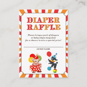Antieke circus baby shower luiers tombola tickets informatiekaartje