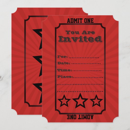 Antieke Circus Briefpapier Uitnodiging Toegang Eén (Voorkant / Achterkant)