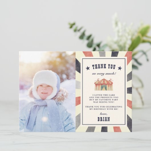 Antieke Circus Foto Bedankkaart (Staand voorkant)