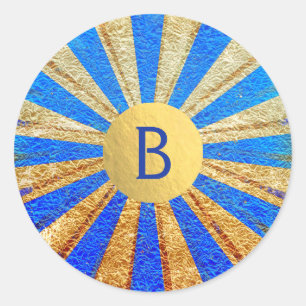 Antieke Circus Kermis Koningsblauwe Gouden Folie F Ronde Sticker